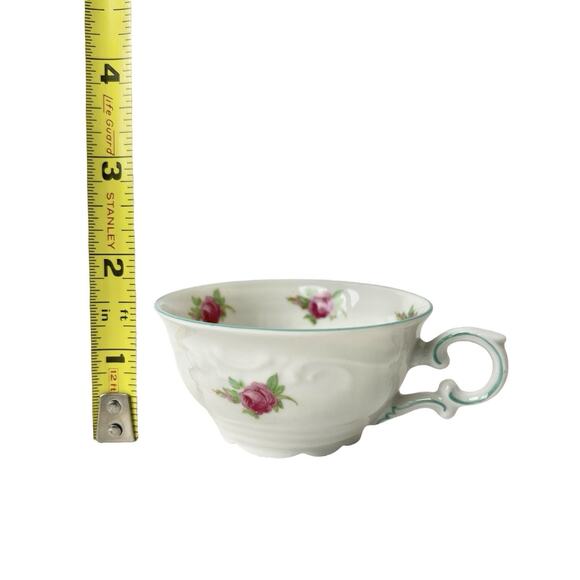 Schumann Bavaria Germany US Zone Pink Roses Floral Demitasse Cup Saucer Vintage - Picture 11 of 11